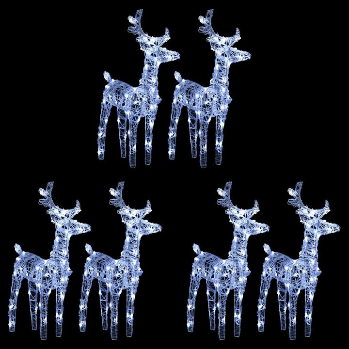 6pc Set Outdoor Christmas Reindeer with 240 Cool White LED Lights - Benzara