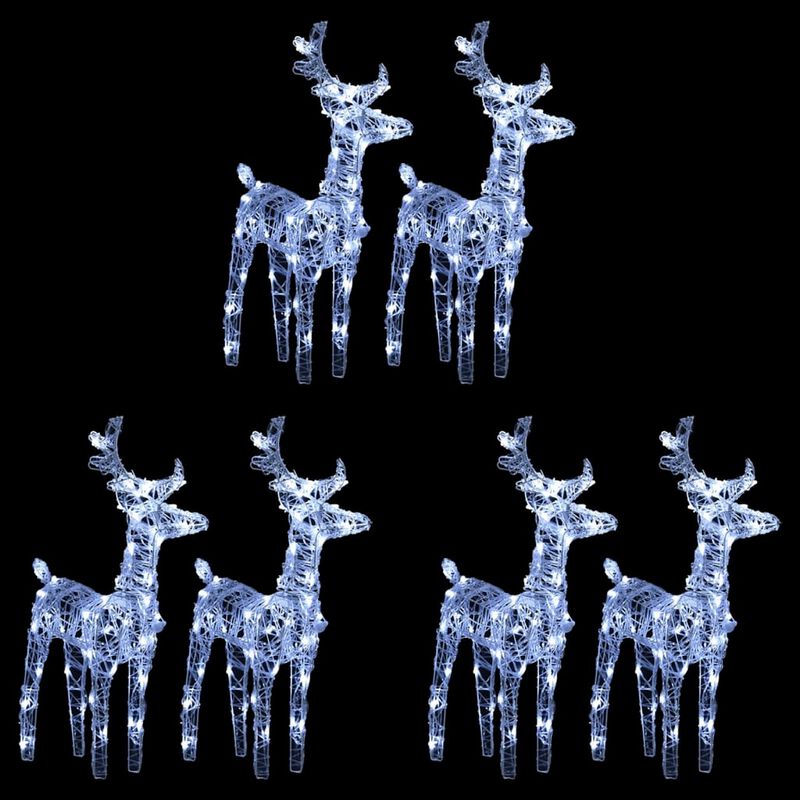 6pc Set Outdoor Christmas Reindeer with 240 Cool White LED Lights - Benzara