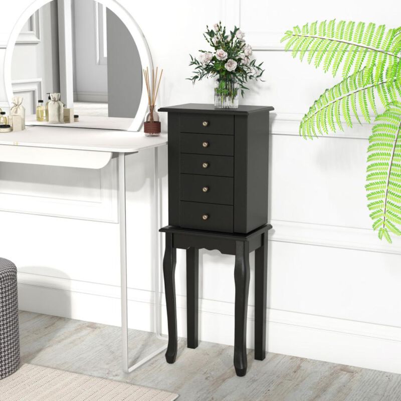 Hivvago 2 Colors Armoire Storage Standing Jewelry Cabinet with Mirror-Black