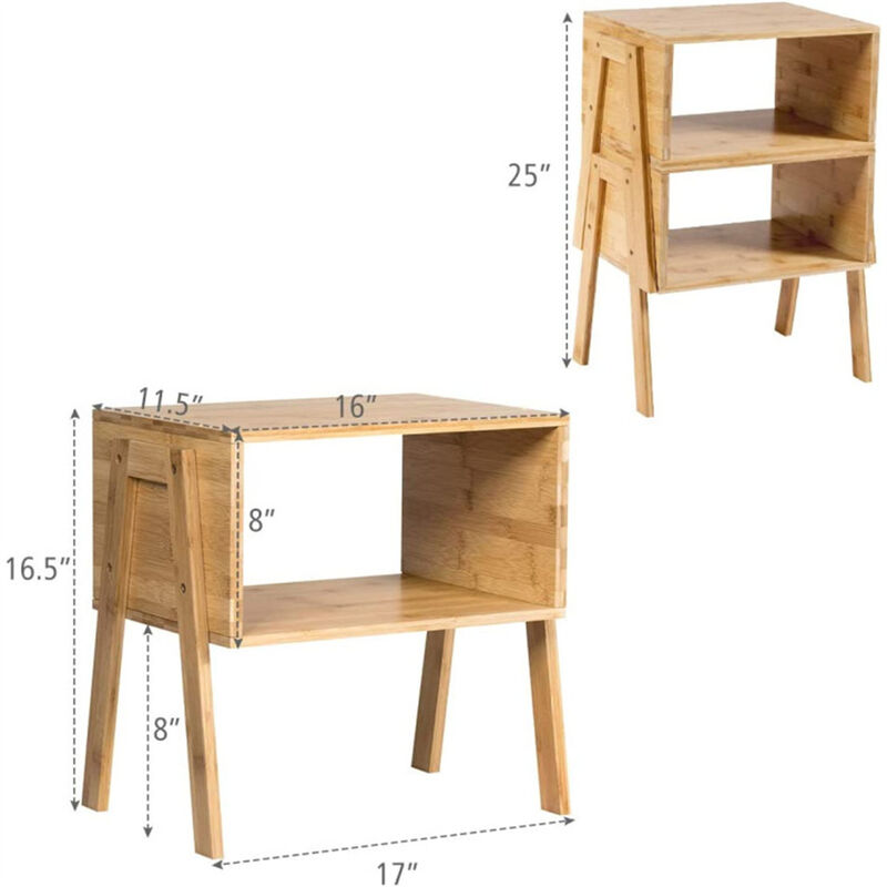 Set of 2 Rattan Wicker Nightstands, Side Table & Coffee Table for Home