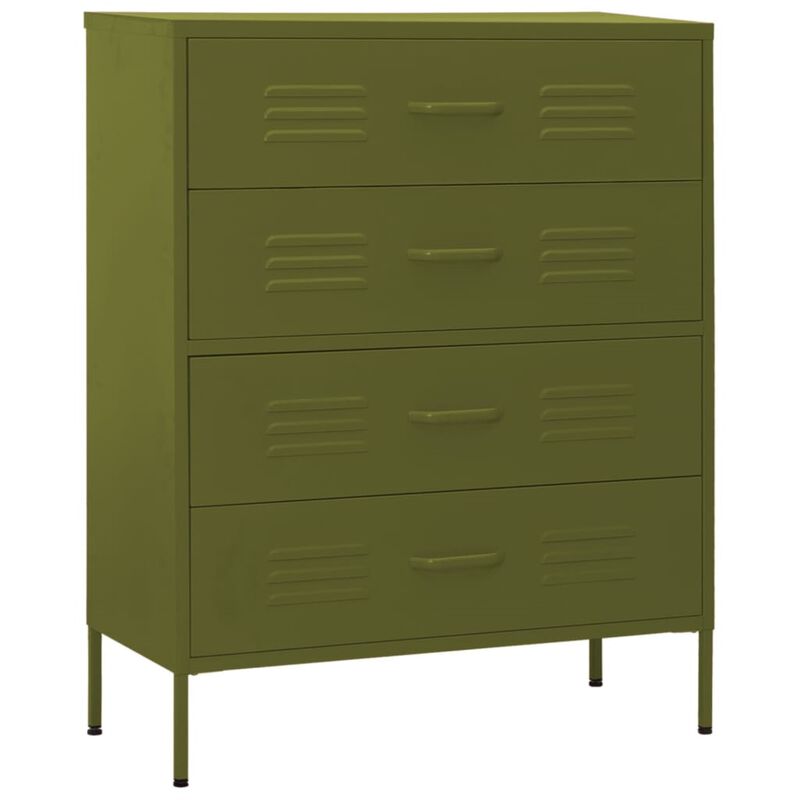 vidaXL Chest of Drawers Olive Green 31.5"x13.8"x40" Steel