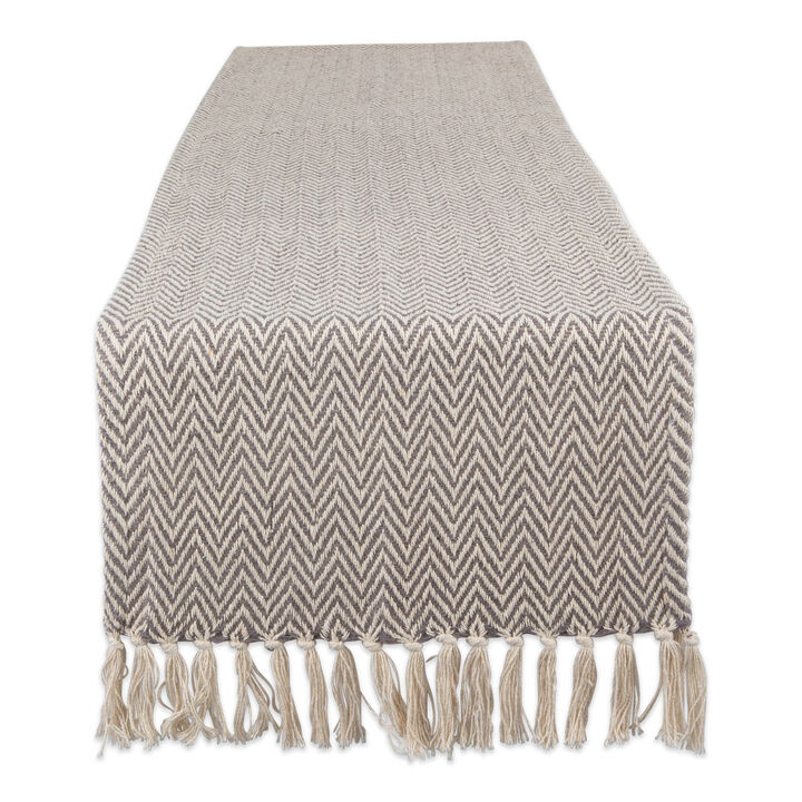 72" Gray and White Rectangular Chevron Weaved Table Runner