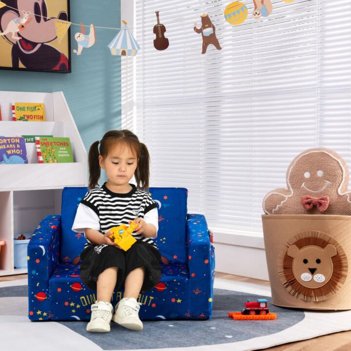 Hivvago 2-in-1 Convertible Kids Sofa with Velvet Fabric