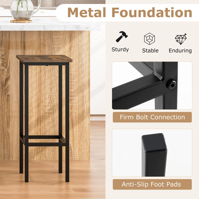 Set of 4 Bar Stools with Metal Legs and Footrest – Stylish and Durable Seating for Any Space