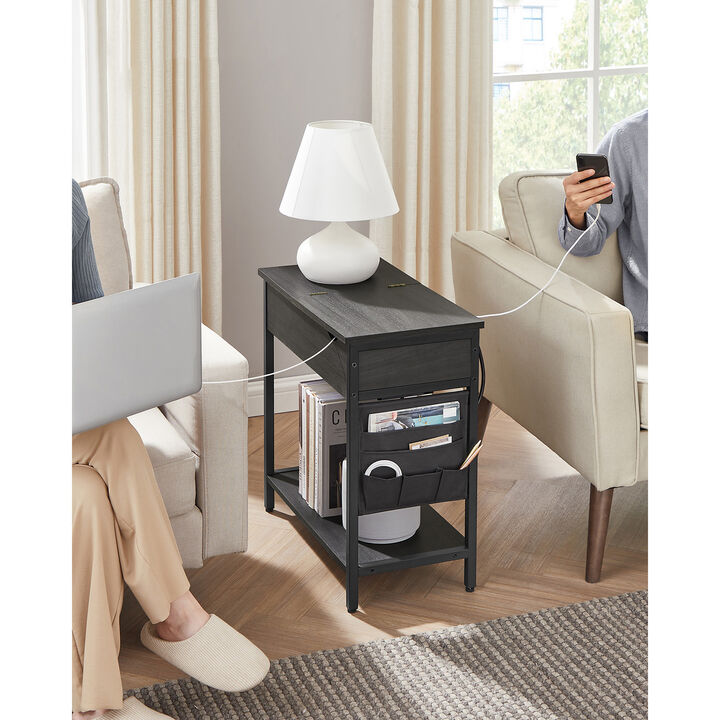 Sofa Side Table with Power Outlet - Convenient Table for Charging Devices and Stylish Decor