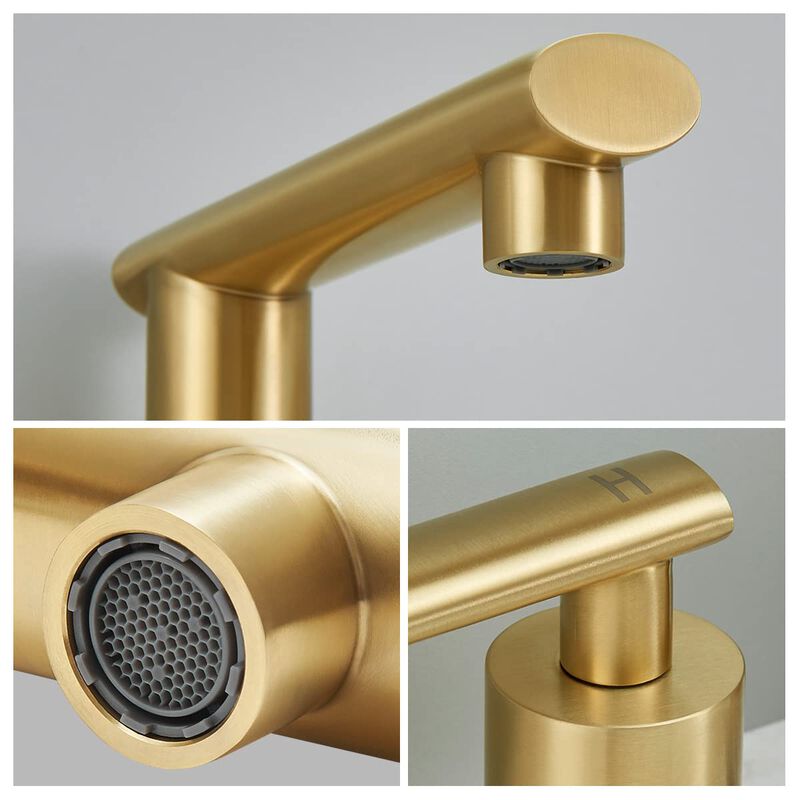 Low-Arch Brushed Bathroom Faucet, 3-Hole Widespread Vanity Sink Faucet