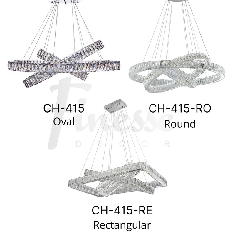 Crystal Elegance Chandelier Chrome Crystal Integrated LED 3 Ovals