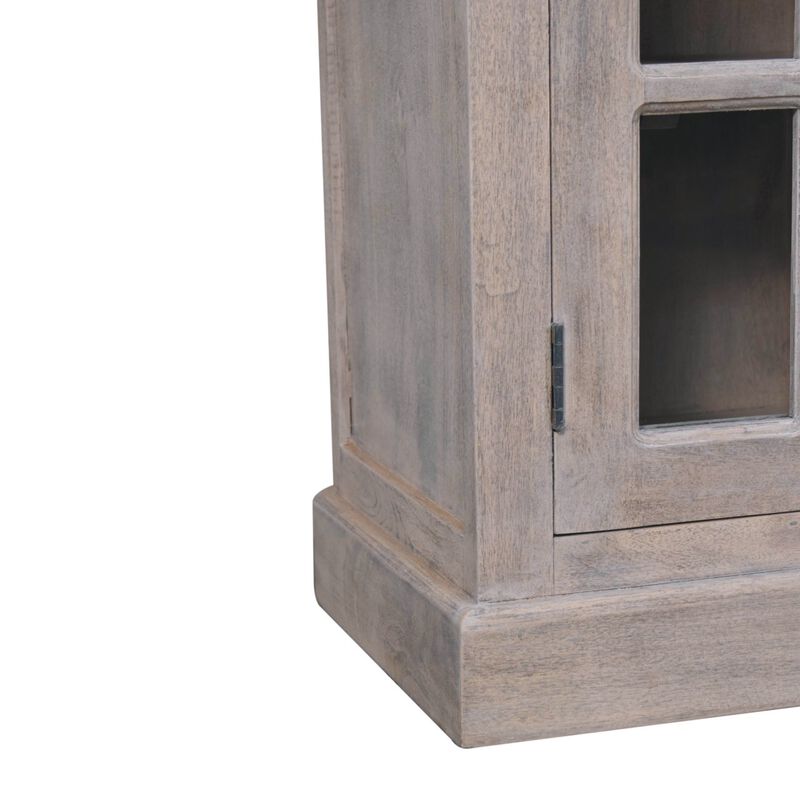 Stone Finish  Solid Wood Cabinet with Glazed Doors