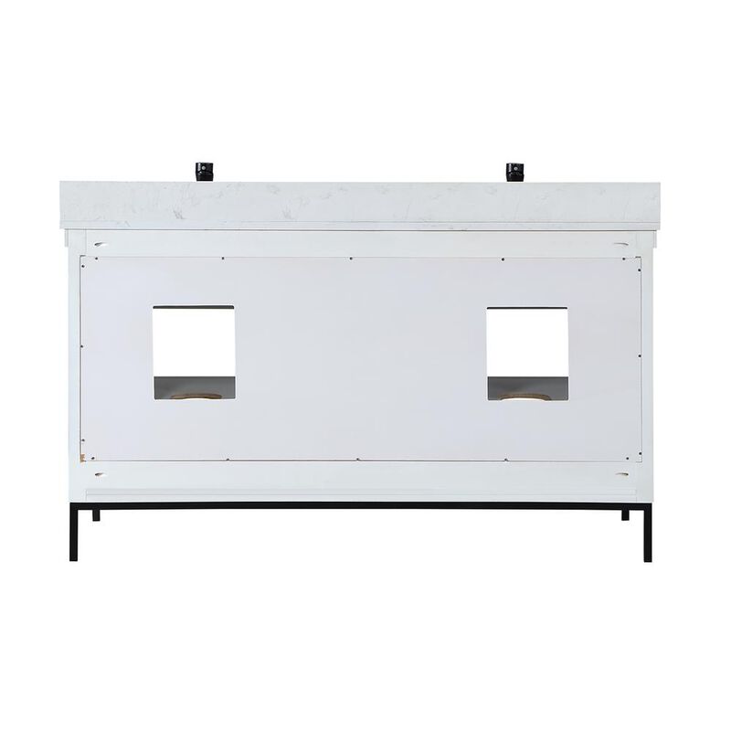 Altair 60 Double Bathroom Vanity Set in White with Mirror