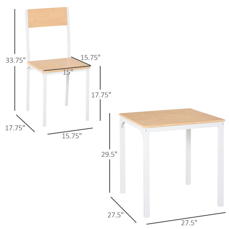 Modern Kitchen Table and 2 Chairs Furniture Collection with Sturdy Metal Frame