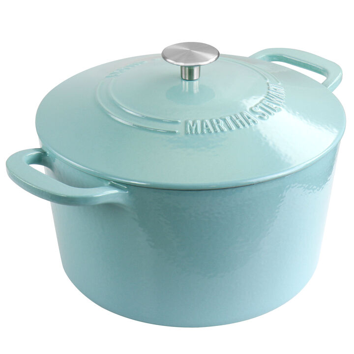 Martha Stewart Enameled Cast Iron 7 Quart Dutch Oven with Lid in Turquoise