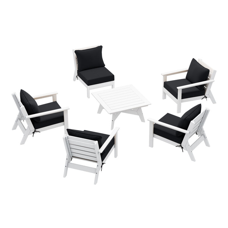 WestinTrends Outdoor 6-Piece Modular Sectional Patio Furniture Sofa Set