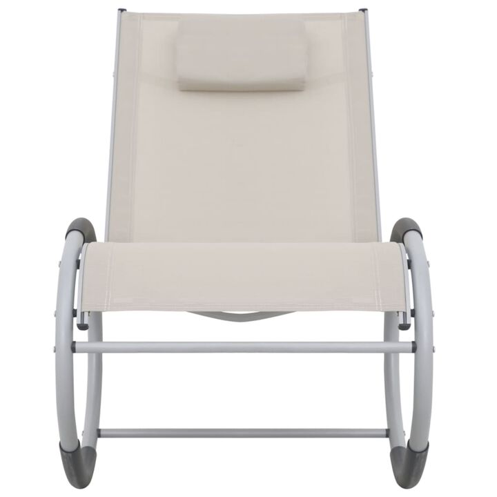 vidaXL Outdoor Rocking Chair Cream Textilene
