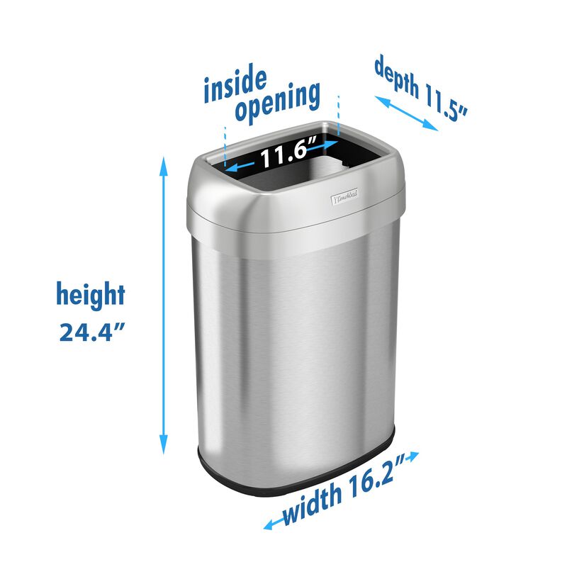 iTouchless 13 Gallon Elliptical Open Top Trash Can
