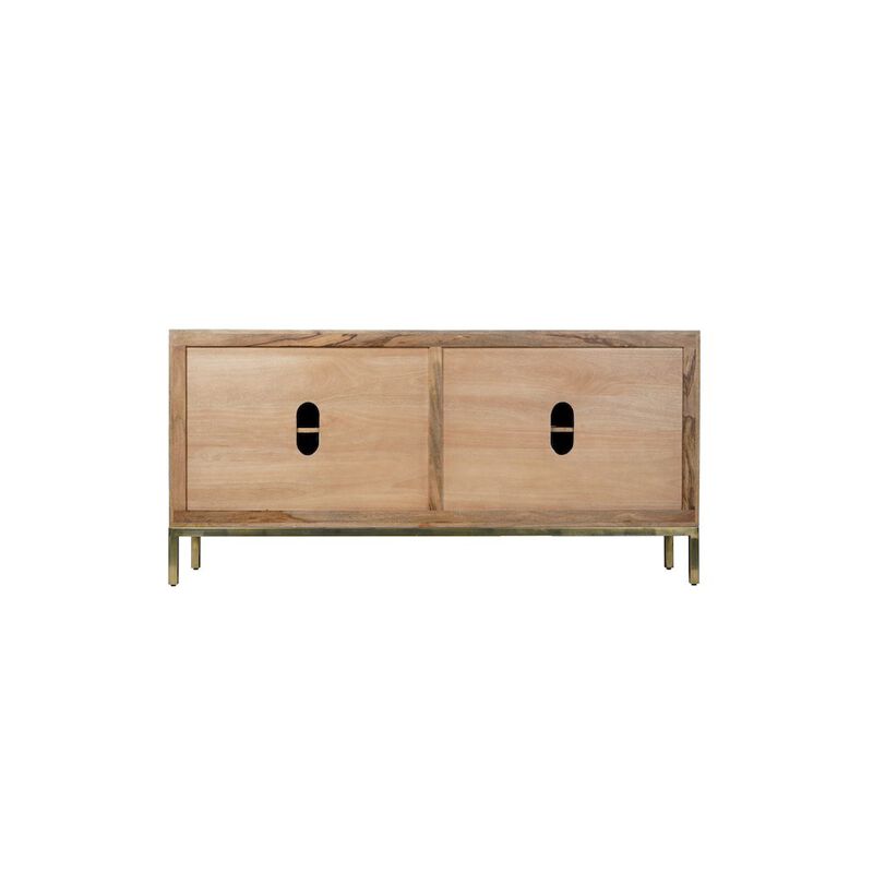 Jofran Asher 69 Solid Wood Mid-Century Modern Curved Arch Sideboard Cabinet