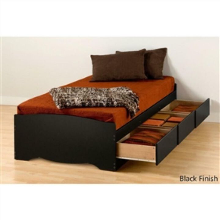 Hivvago Twin XL Platform Bed Frame with 3 Storage Drawers in Black