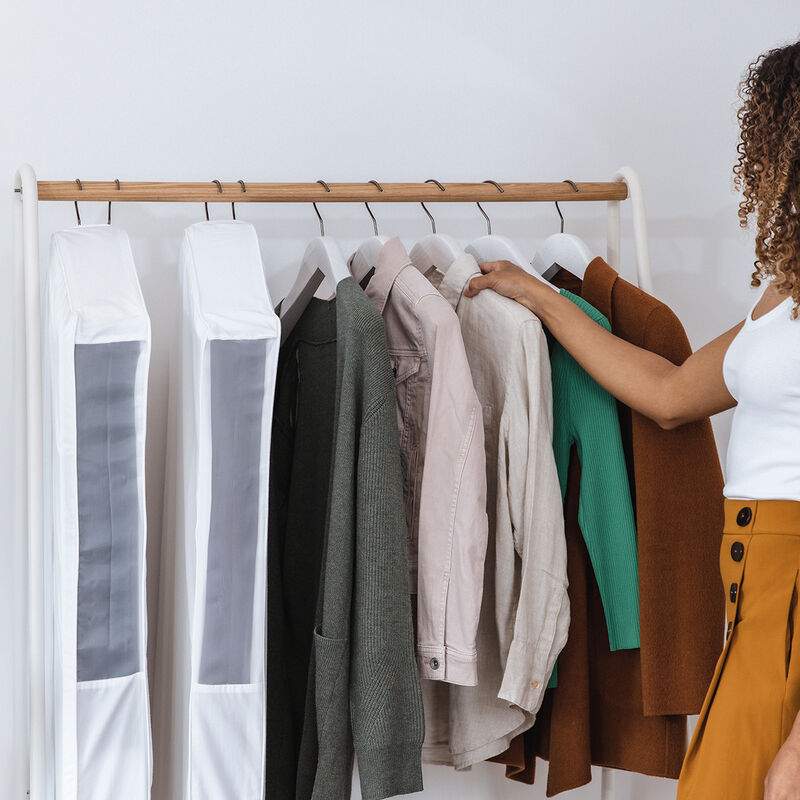Organic Cotton Hanging Garment Bag - Short 40" - Closet Organization for For Short Dresses & Jackets