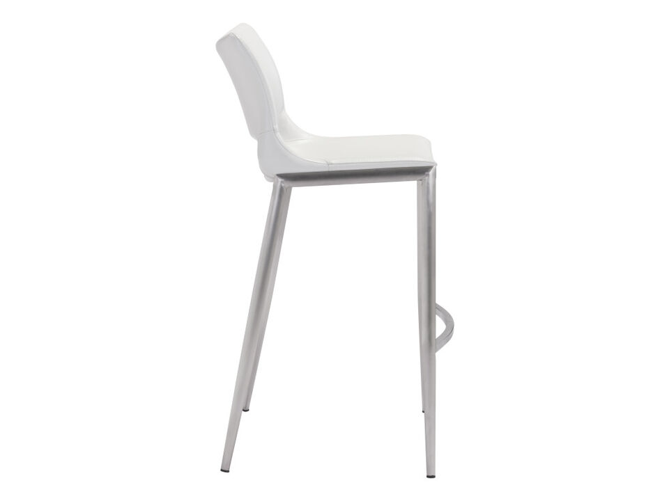 Ace Barstool (Set of 2) White & Silver