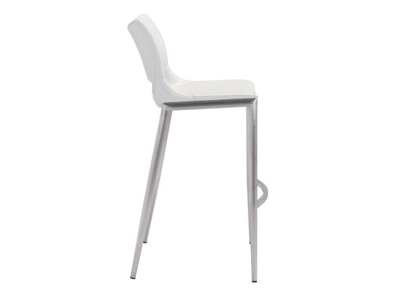 Ace Barstool (Set of 2) White & Silver