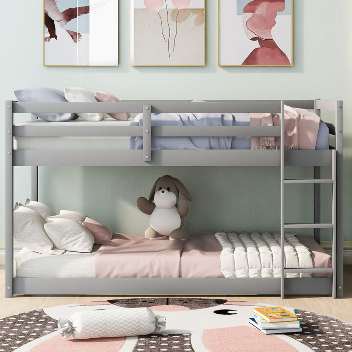 Merax Twin over Twin Floor Bunk Bed with Ladder