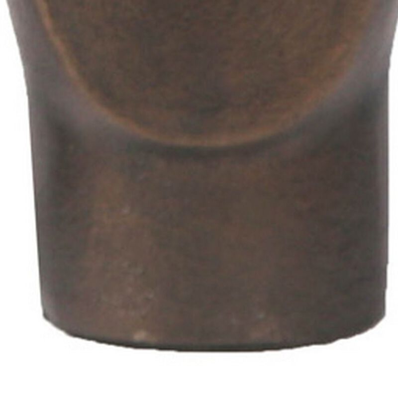 Anea Flower Vase, Face Design, Pedestal Base, Textured Bronze Finish - Benzara
