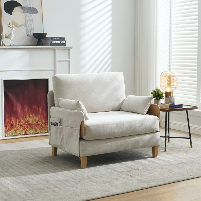 Merax Foldable Chenille Sofa Chair Convertible Futon Sleeper