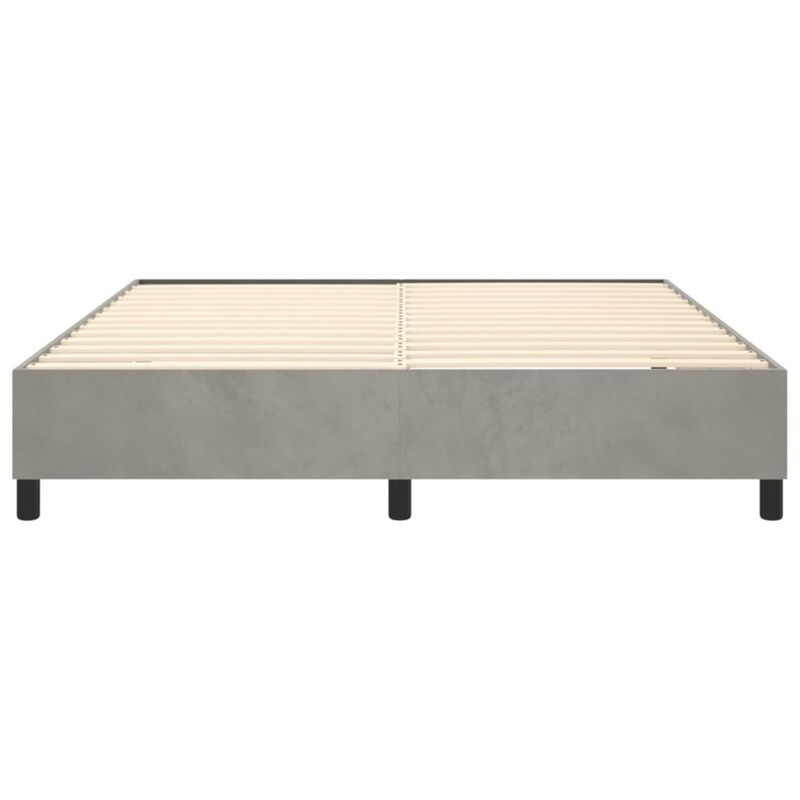 vidaXL Modern Velvet Box Spring Bed Frame - Light Gray, 72"x83.9", California King Size - Engineered Wood Construction, Plywood Support