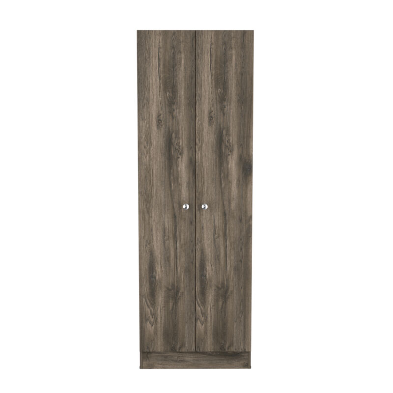 Buxton Rectangle 2-Door Storage Tall Cabinet Dark Brown And Black Wengue