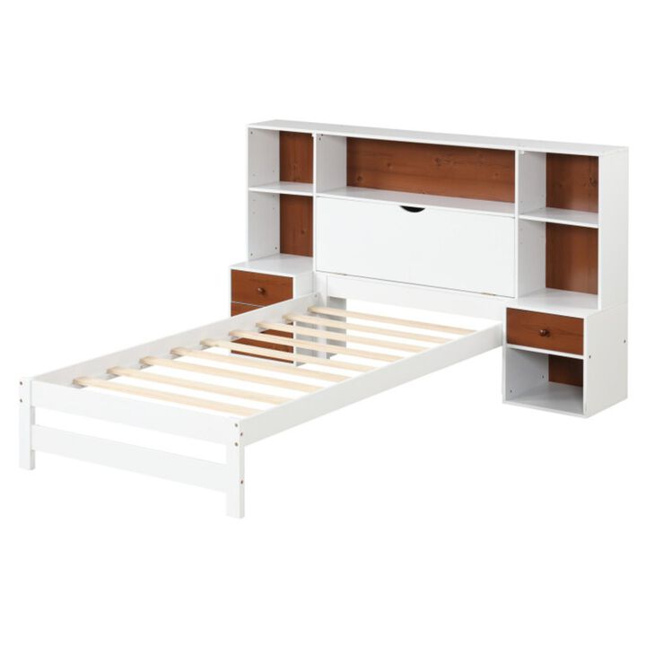 Hivvago Bed Frame with Storage Headboard and Nightstands
