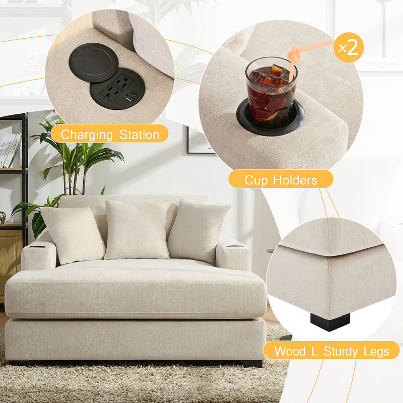 Merax Modern Chenille Chaise Lounge Sofa Couch