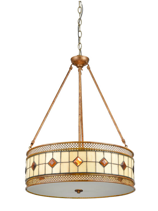 27" Rustic Bronze Decorative Minerals Tiffany Pendant