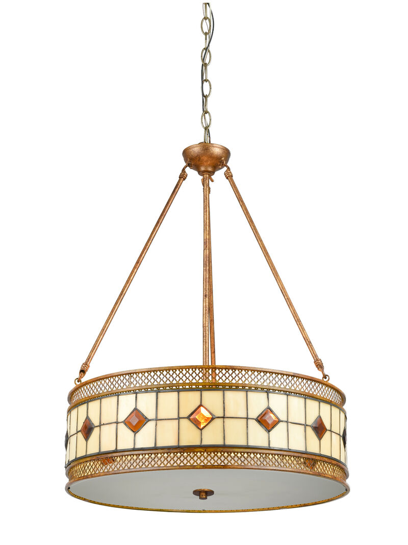 27" Rustic Bronze Decorative Minerals Tiffany Pendant