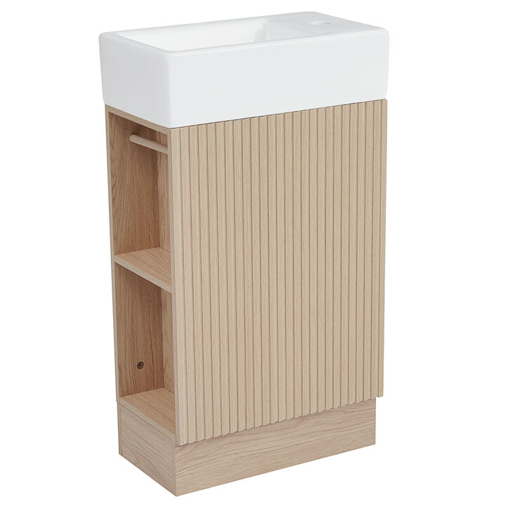 Merax Bathroom Vanity Cabinet with Two-tier Shelf