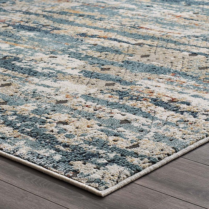 Tribute Eisley Rustic Distressed Transitional Diamond Lattice 5x8 Area Rug - Multicolored