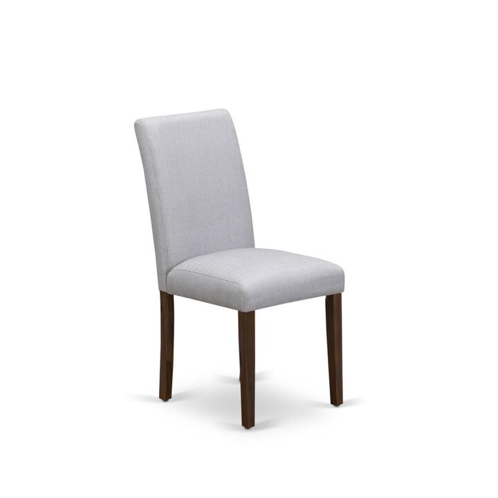 East West Furniture CNAB5-N8-05 - 5-Pc Modern Dining Table Set- 4 Dining Chairs and Wood Dining Table - Grey Linen Fabric Seat and High Chair Back (Antique Walnut Finish)