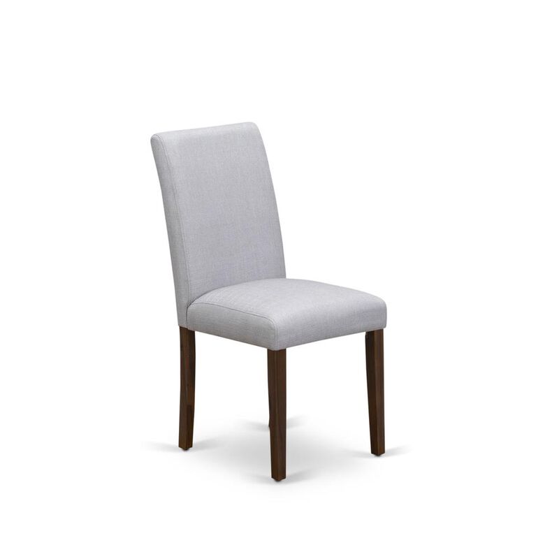 East West Furniture CNAB5-N8-05 - 5-Pc Modern Dining Table Set- 4 Dining Chairs and Wood Dining Table - Grey Linen Fabric Seat and High Chair Back (Antique Walnut Finish)