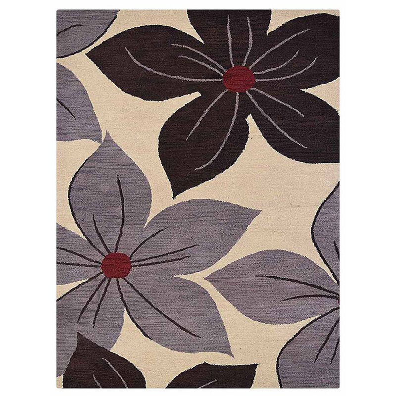 RUGSOTIC CARPETS HAND TUFTED WOOL ECO-FRIENDLY AREA RUGS  - 8'x10', Rectangle Shape, Cream, Floral Modern Design, High Pile Thick Handmade Anti Skid Area Rugs for Living Room, Bed Room (K00926)