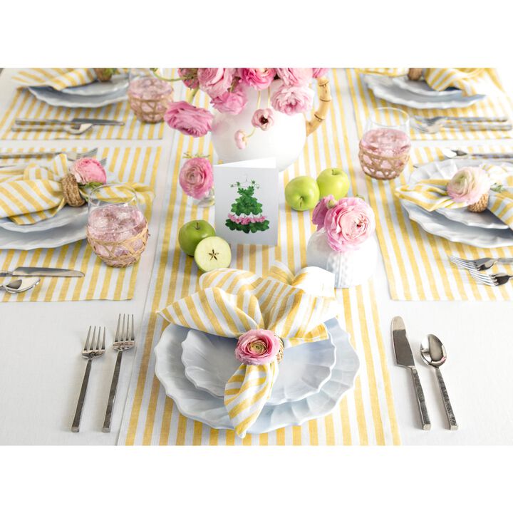 Solino Home 100% Pure Linen Table Runner 14 x 72 Inch | Amalfi Stripe