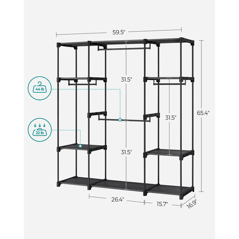 Freestanding Wardrobe with Hanging Rods - Stable Portable Clothes Rack for Any Room