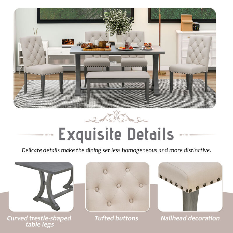 Merax 6-Piece Farmhouse Dining Table Set
