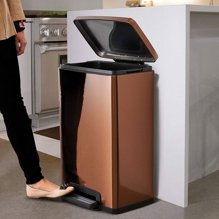 Hivvago Stainless Steel 13-Gallon Kitchen Trash Can with Step Lid