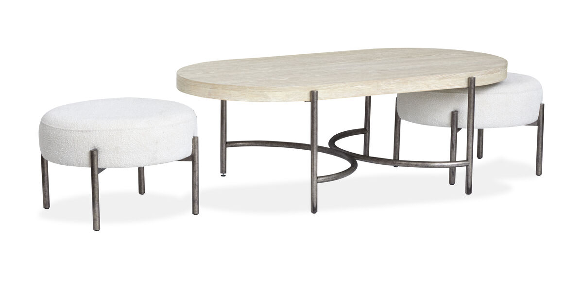 Jennings Cocktail Table with 2 Cocktail Ottomans