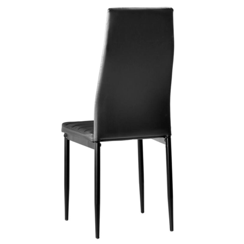 Elegant High Backrest Dining Chairs Assembled with Striped Texture & Modern Design