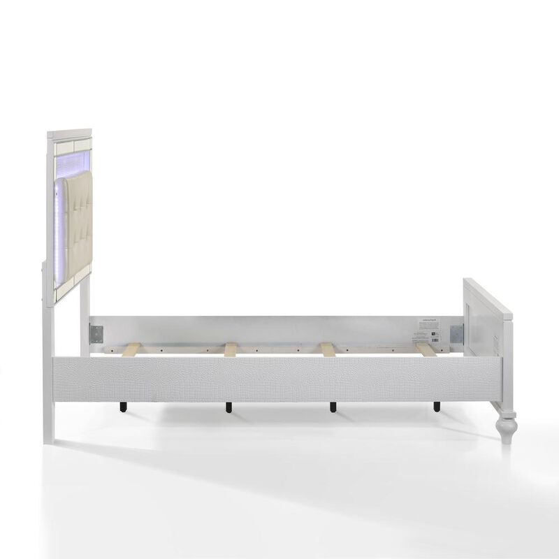 New Classic Furniture Furniture Valentine Solid Wood Twin Size Lighted Bed in White