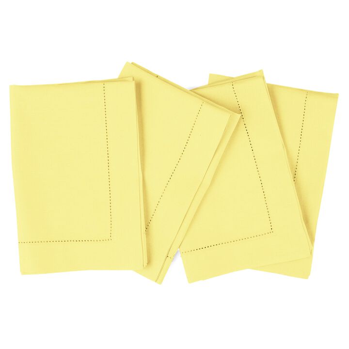 Solino Home Cotton Linen Hemstitch Dinner Napkins 20 x 20 Inch Set of 4