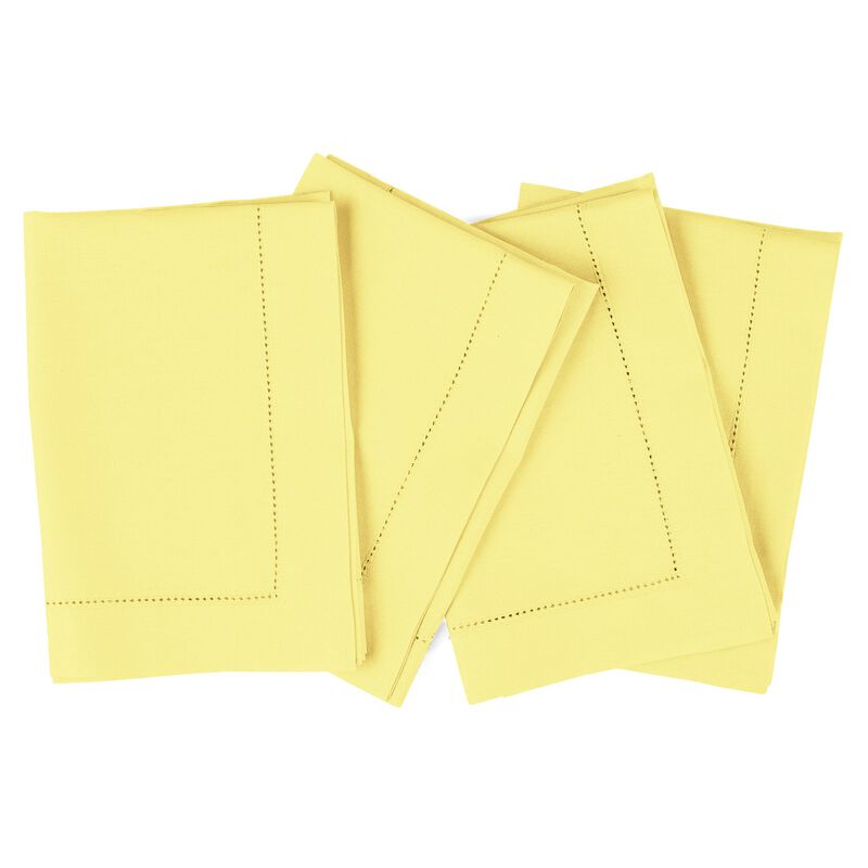 Solino Home Cotton Linen Hemstitch Dinner Napkins 20 x 20 Inch Set of 4