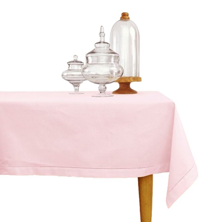 Solino Home Cotton Linen Hemstitch Tablecloth for Thanksgiving, Christmas
