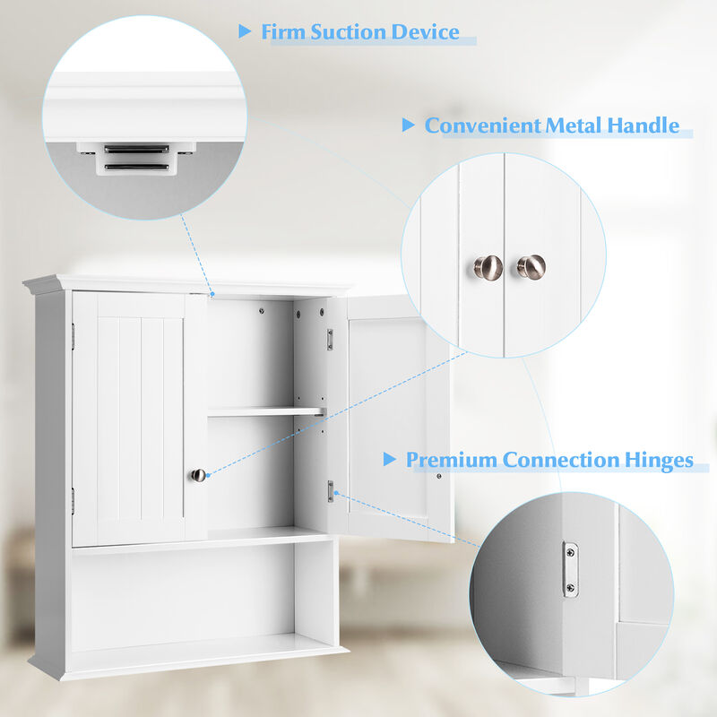 Costway Wall Mount Bathroom Cabinet Storage Organizer Medicine Cabinet White