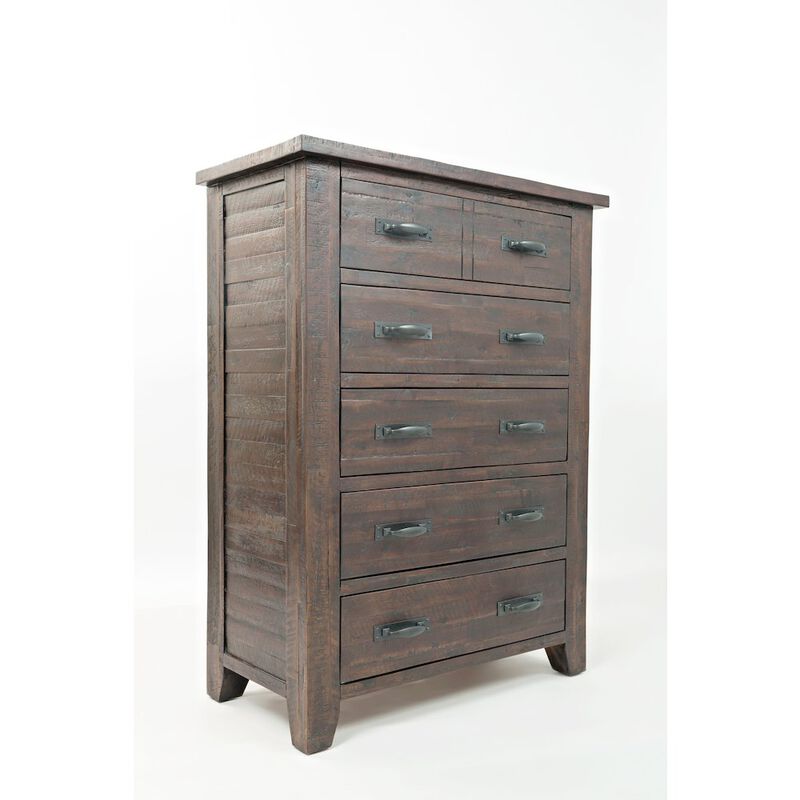 Jofran Jackson Lodge Rustic Distressed Acacia 5 Drawer Chest