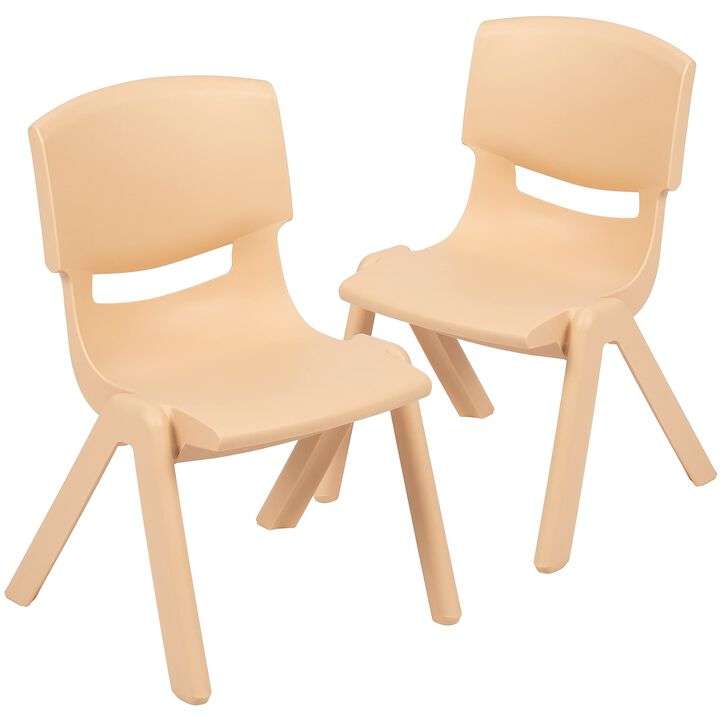 Flash Furniture Whitney 2 Pack Natural Plastic Stackable School Chair with 12" Seat Height